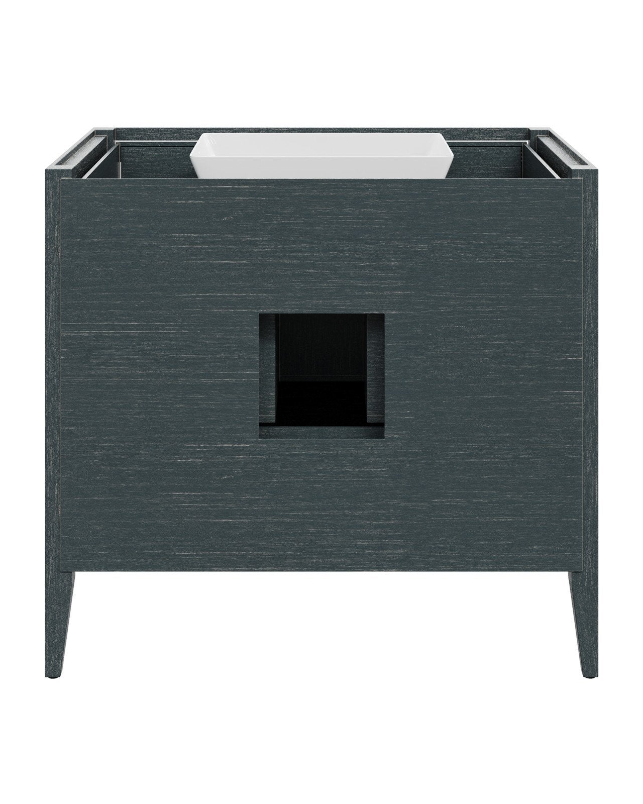 Currey & Company Santos 36" Vintage Navy Rattan Vanity With Rectangular Undermount Sink
