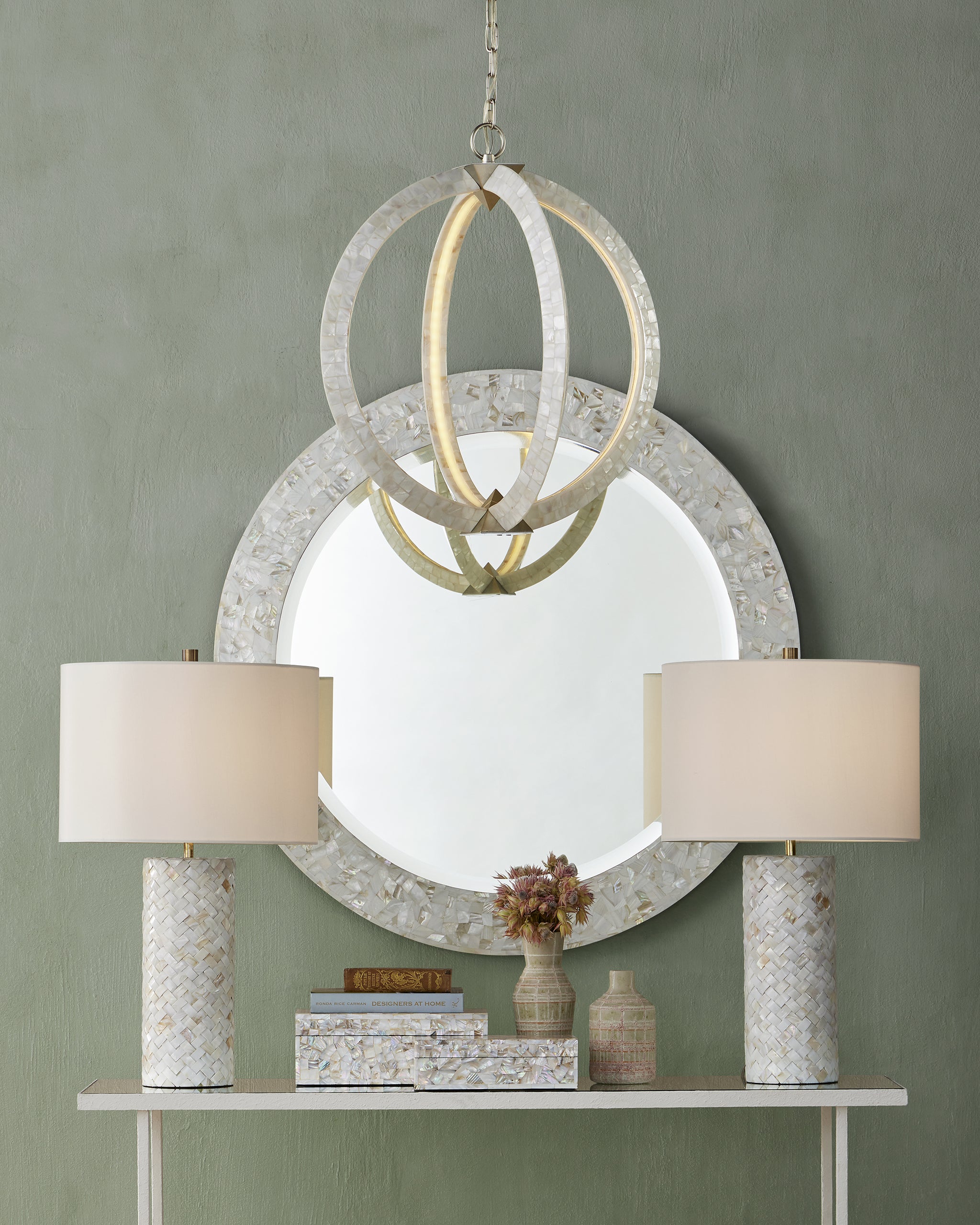 Currey & Company Arietta White Orb Chandelier