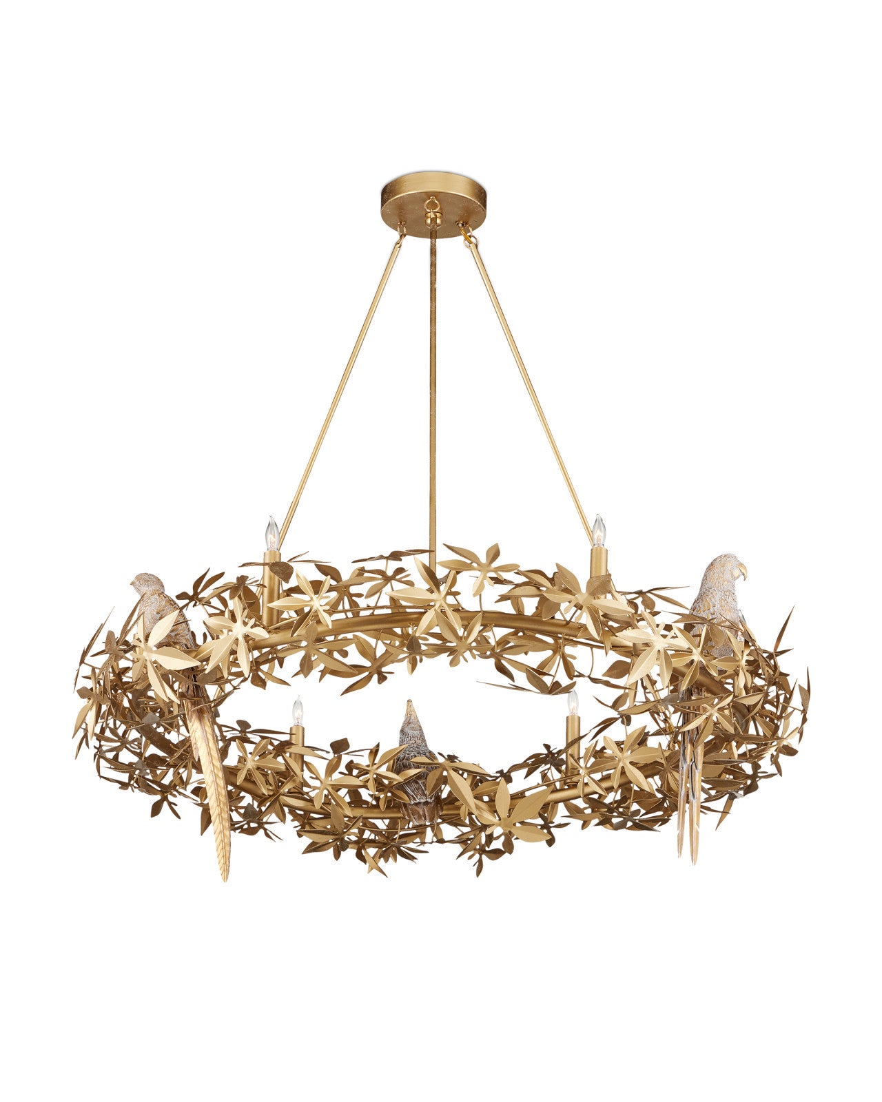 Currey & Company 41.25" Aviary Gold Ring 6 Light Chandelier