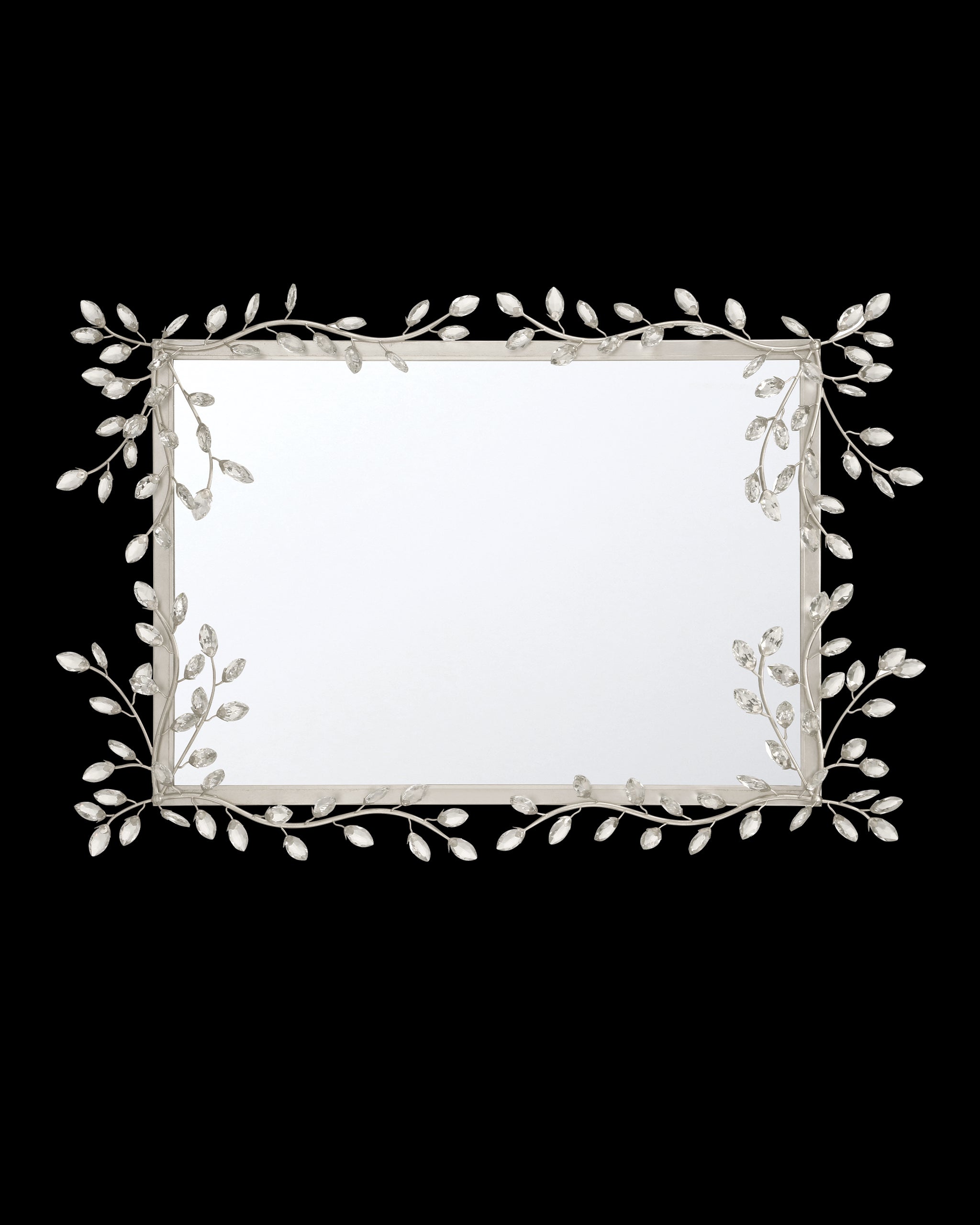 Currey & Company Forget Me Not Silver Rectangular Mirror
