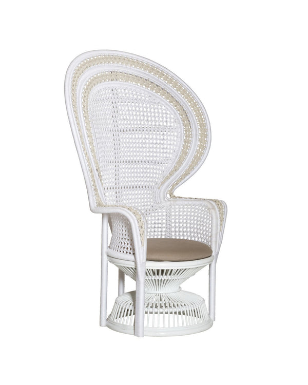 Currey And Company Emanuelle 41 1/4" Wide White Wicker Peacock Armchair