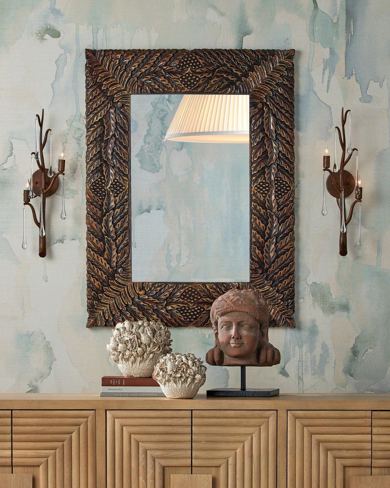 Currey & Company Morning Grove Gold 2 Light Wall Sconce, Left