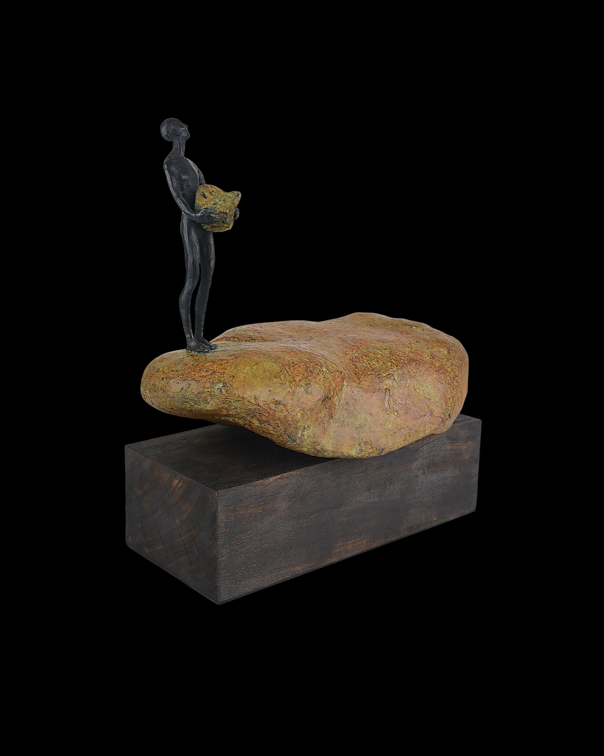 Currey & Company Man On Rock Small Bronze