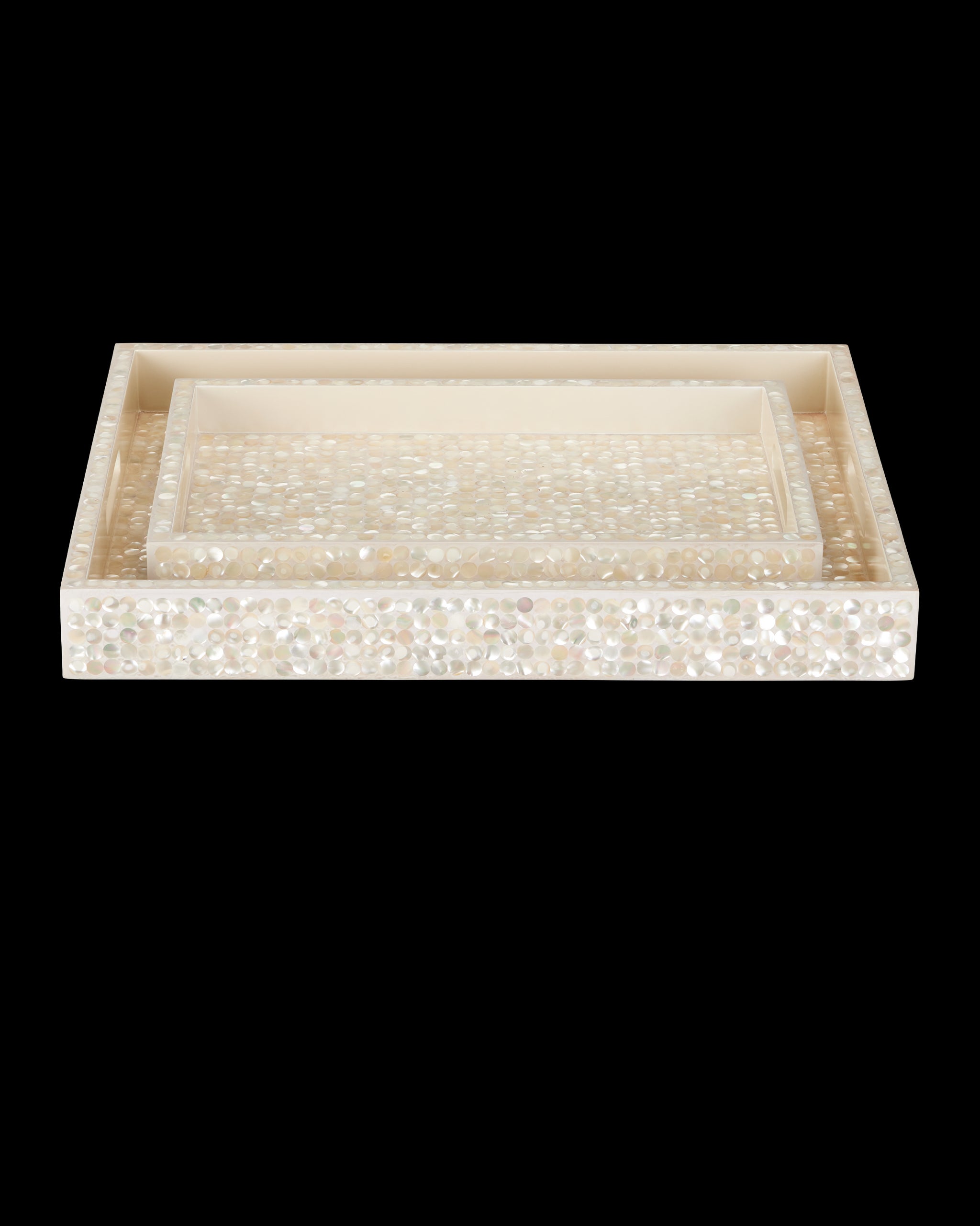 Currey & Company Gerri Dot Mother Of Pearl Tray Set Of 2