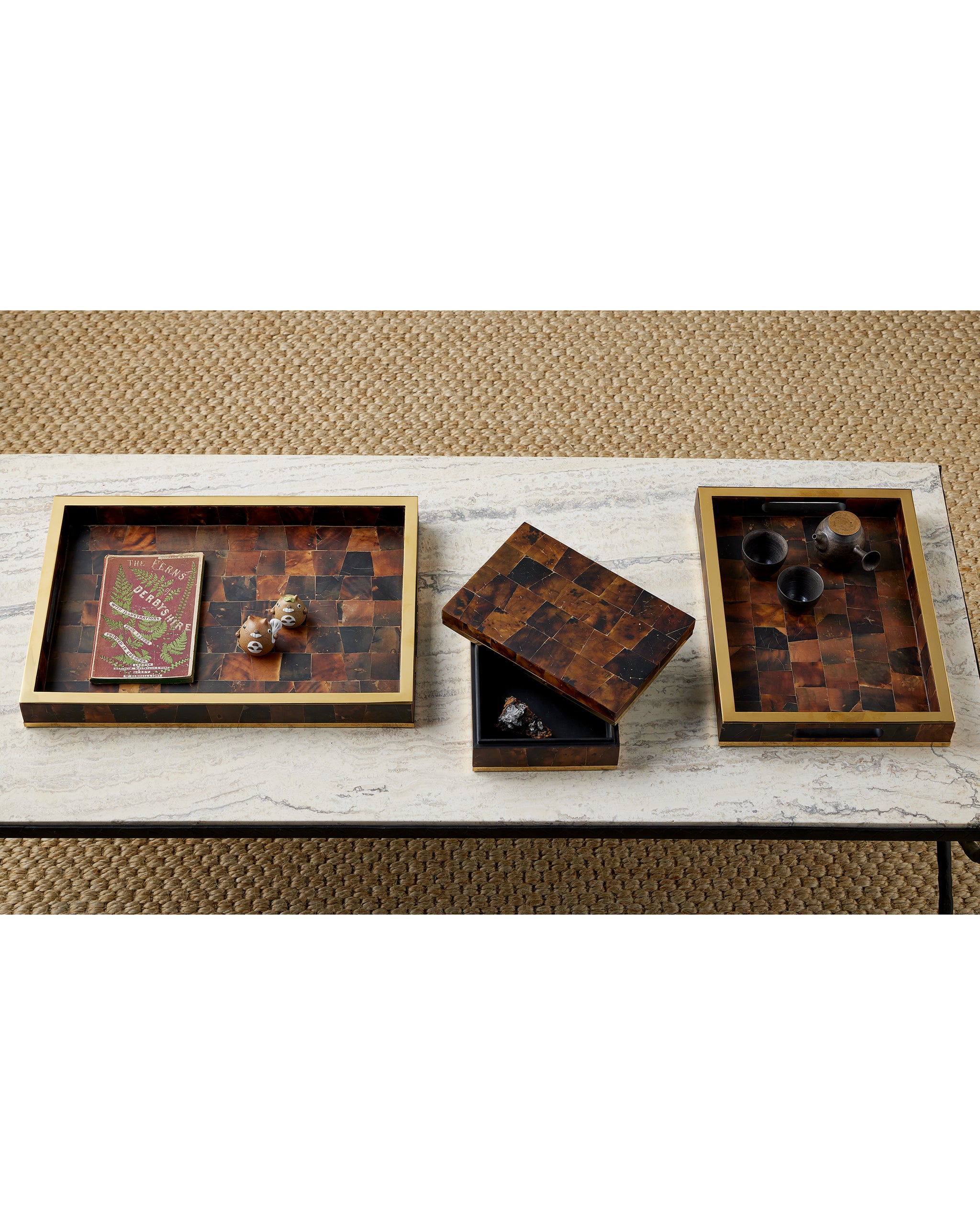 Currey & Company Casey Brown Tray Set Of 2