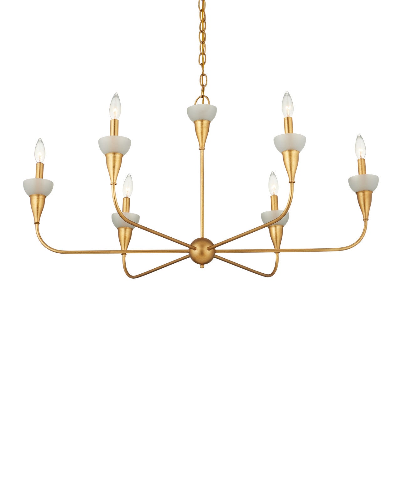 Currey & Company Aurelia Frost 40" Contemporary Gold Leaf 6 Light Chandelier