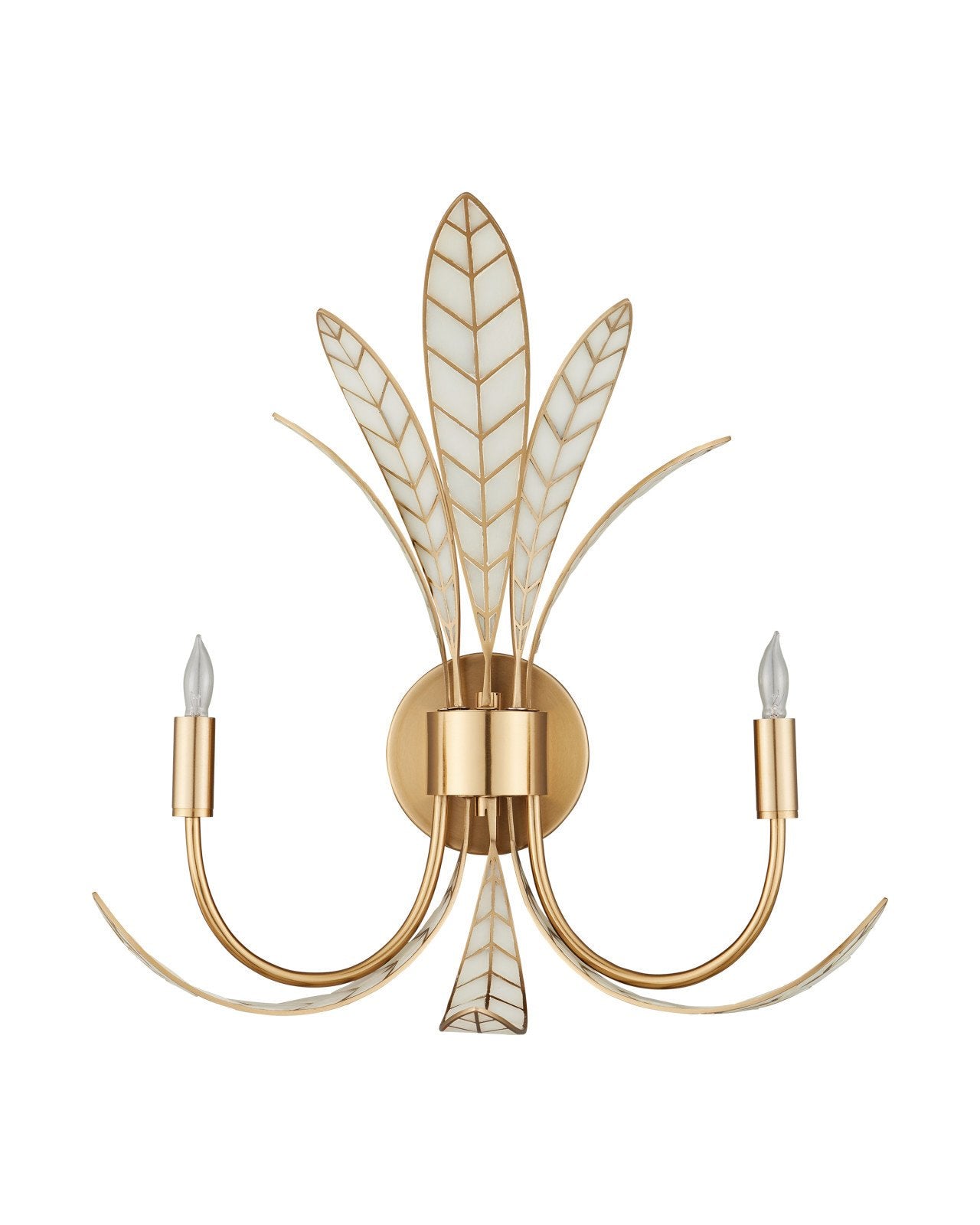 Currey & Company Foliatura Brass 2 Light Wall Sconce