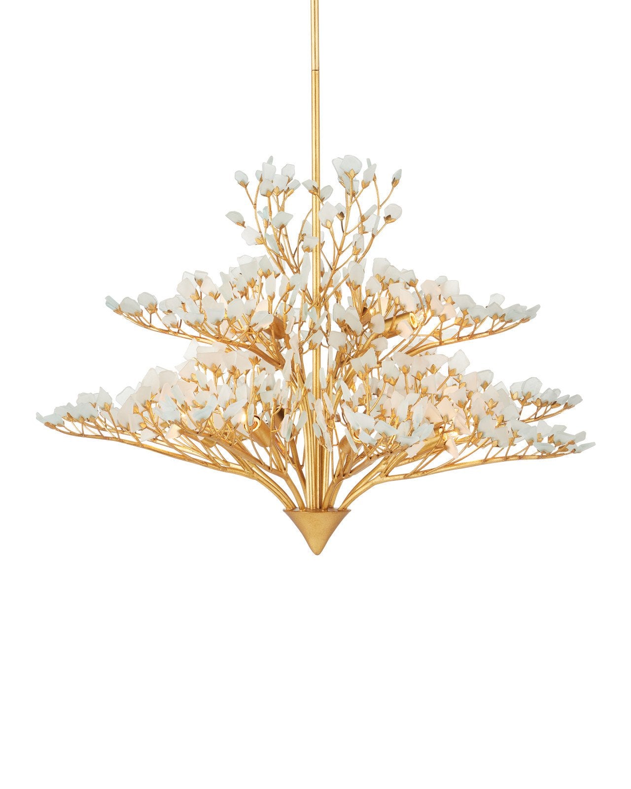 Currey & Company Fiorella 34" Contemporary Gold Leaf 12 Light Chandelier