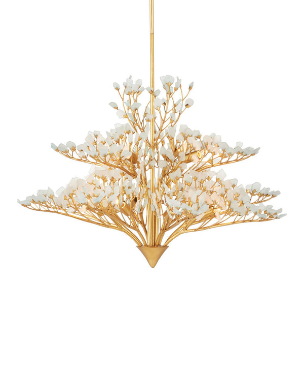 Currey & Company Fiorella 34" Contemporary Gold Leaf 12 Light Chandelier