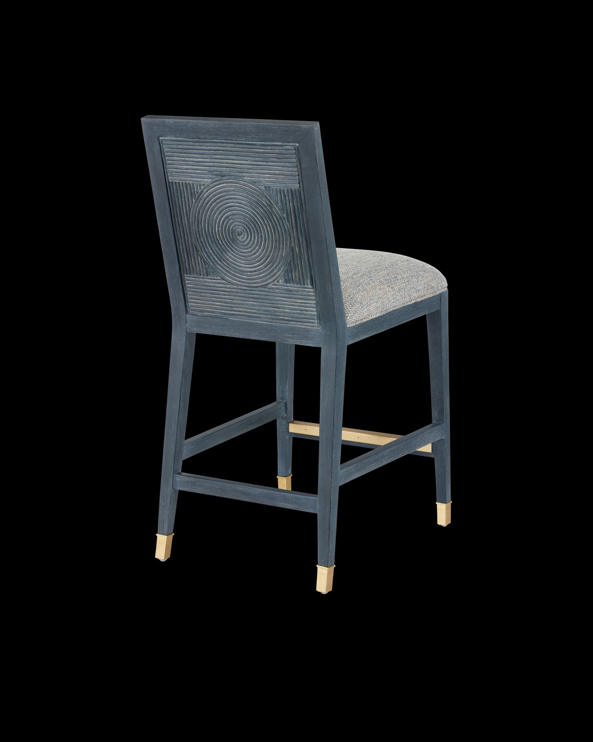 Currey & Company Santos Vintage Navy Counter Stool, Barrett Dusk