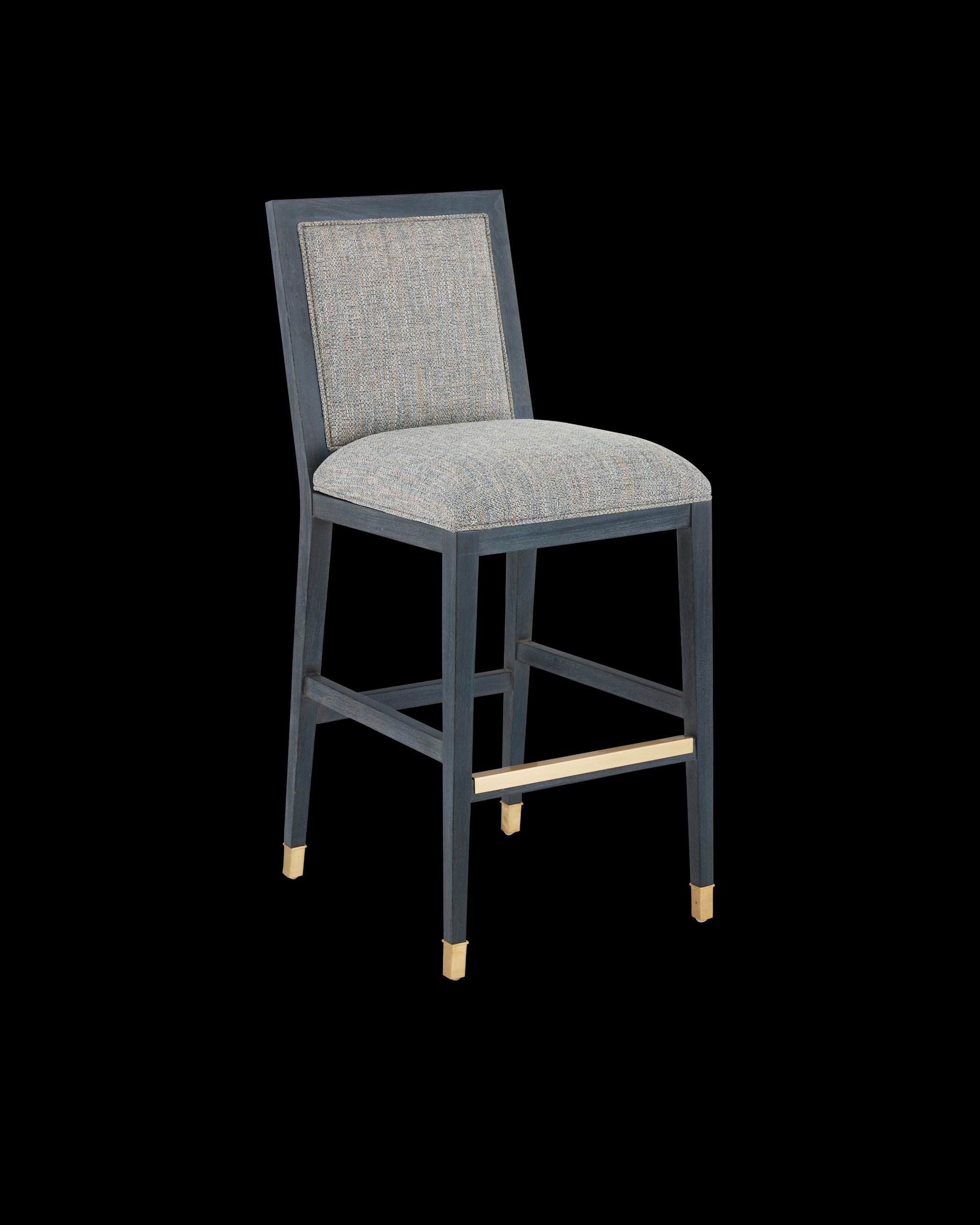 Currey & Company Santos Vintage Navy Bar Stool, Barrett Dusk