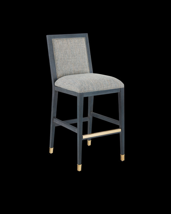 Currey & Company Santos Vintage Navy Bar Stool, Barrett Dusk