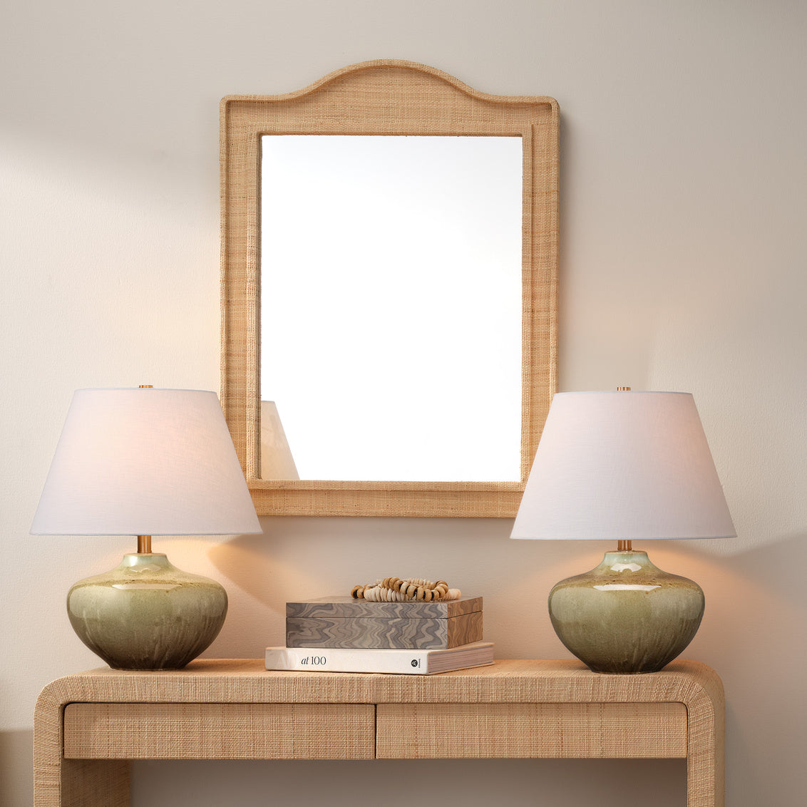 Jamie Young Monroe Table Lamp, Olive Green Ceramic