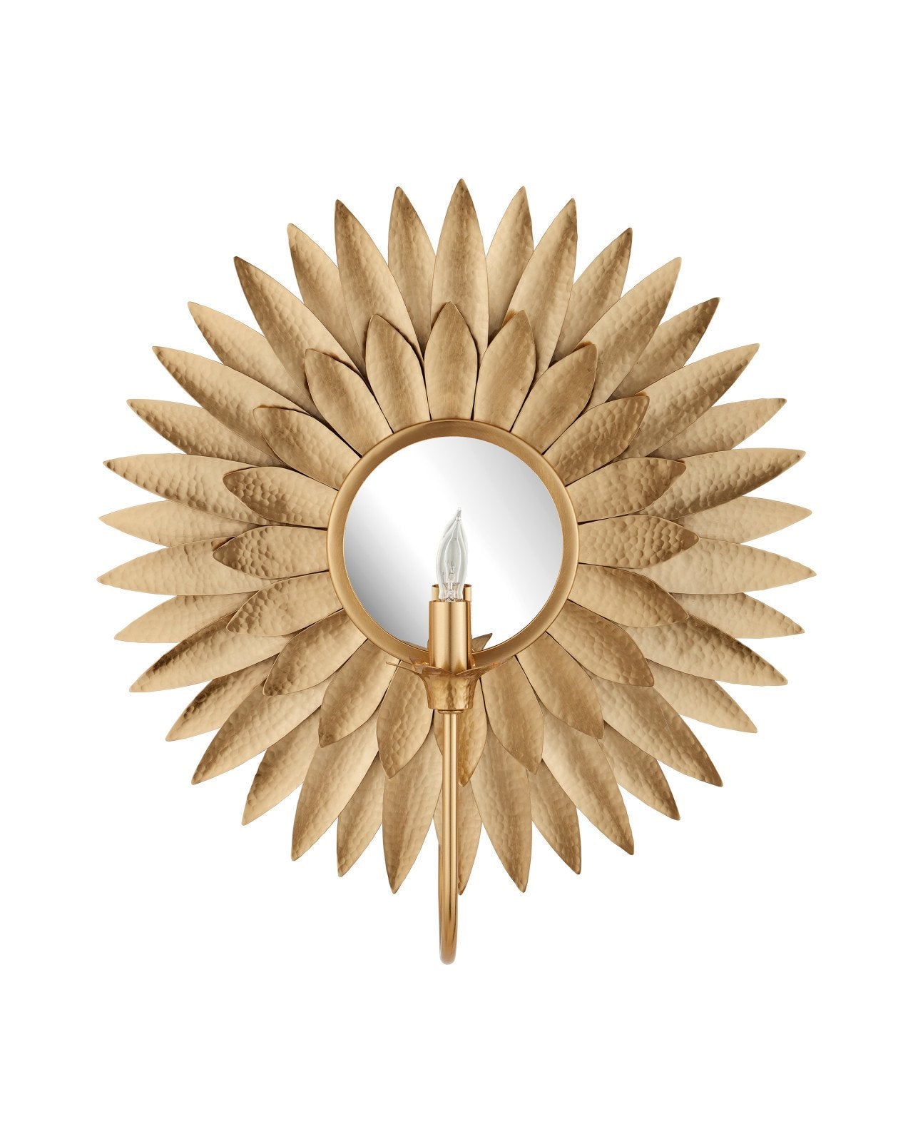 Currey & Company Plumage Brass 1 Light Wall Sconce