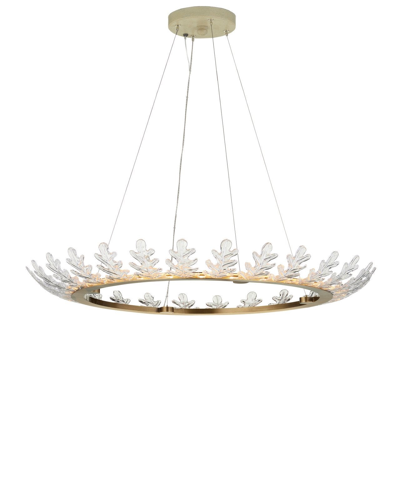 Currey & Company Oakwreath 47" Polished Antique Brass 1 Light Chandelier