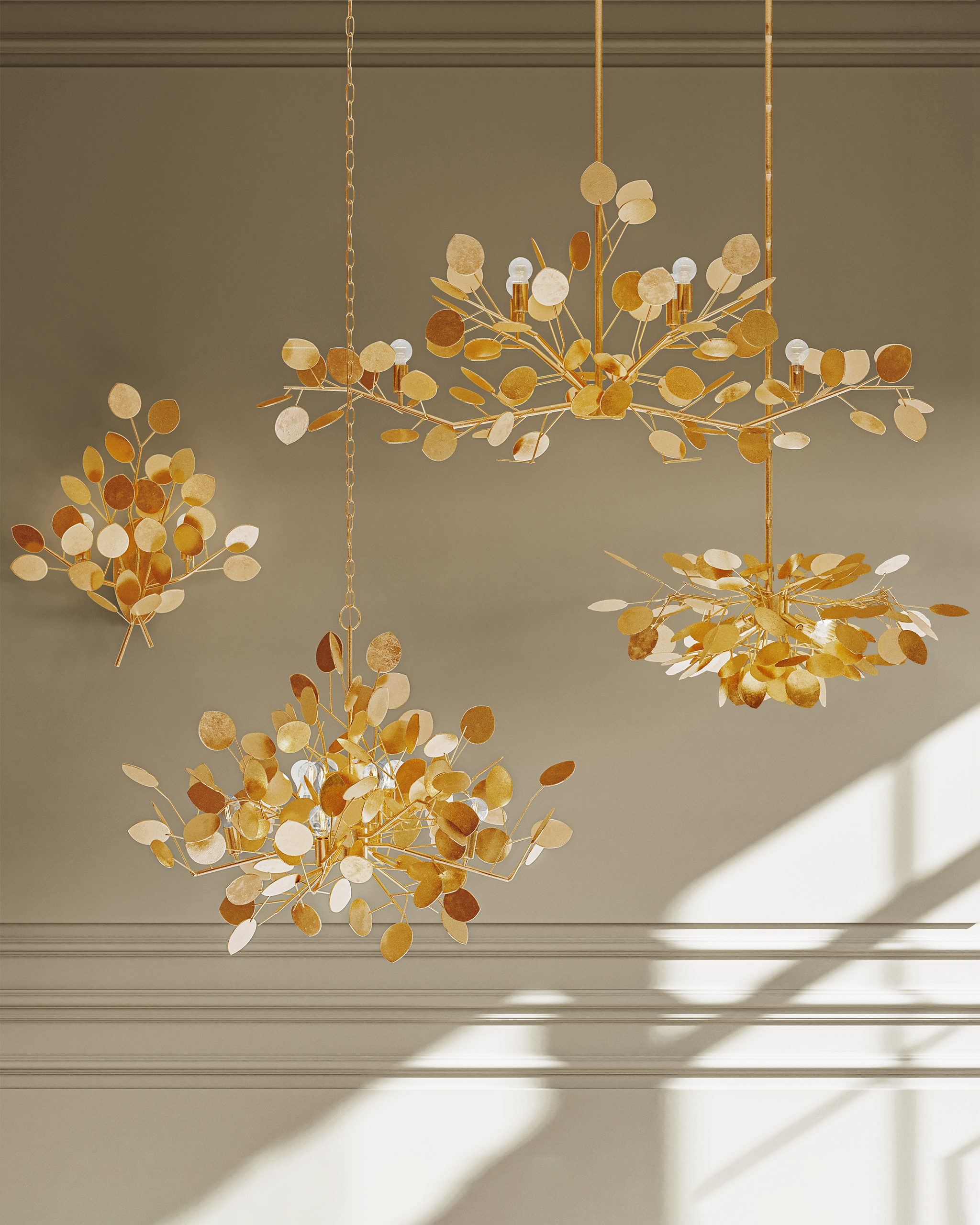 Currey And Company Lunaria Large Gold Chandelier