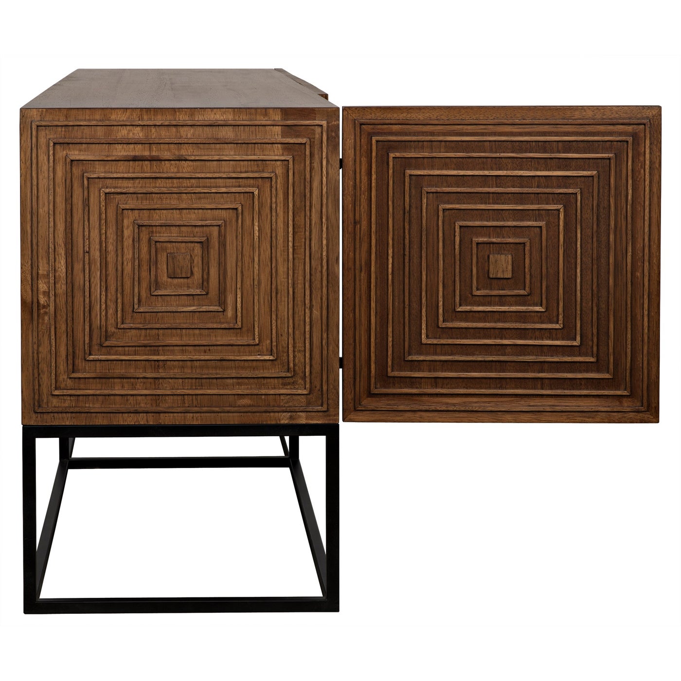 Noir Lanon Sideboard With Steel Base, Dark Walnut