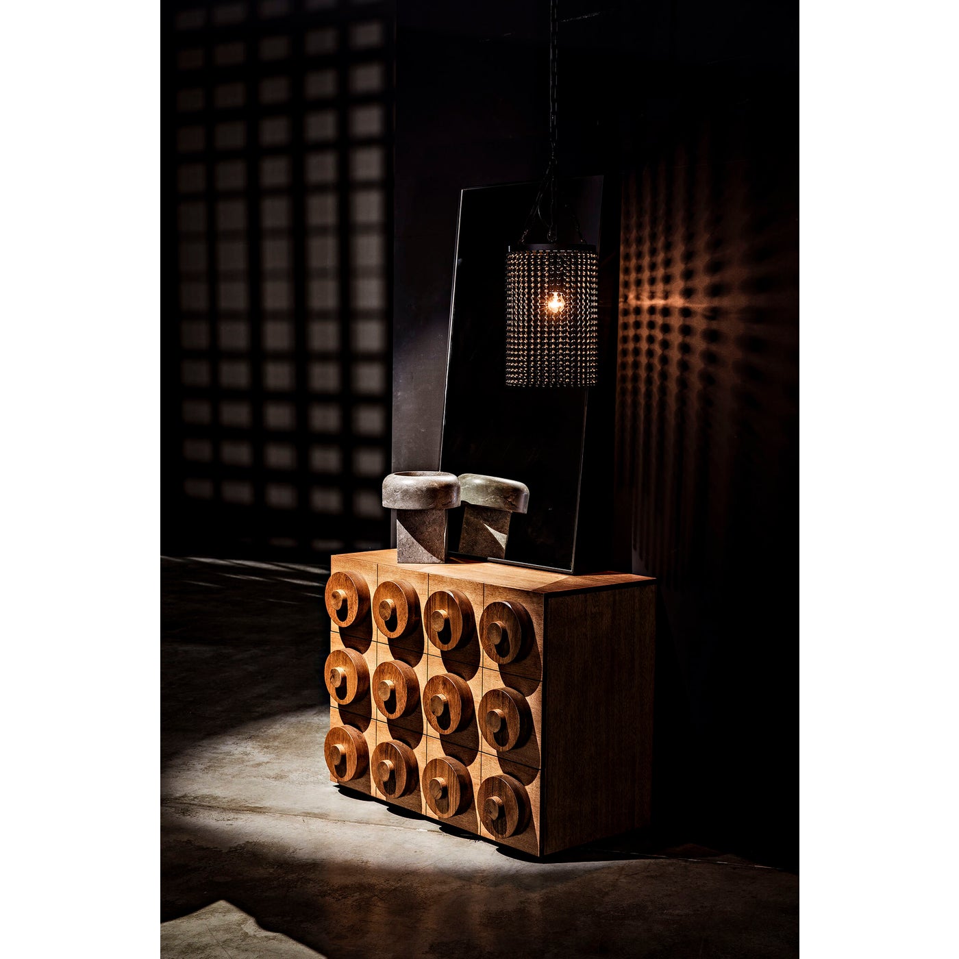 Noir Lego Sideboard With 3 Drawers, Dark Walnut