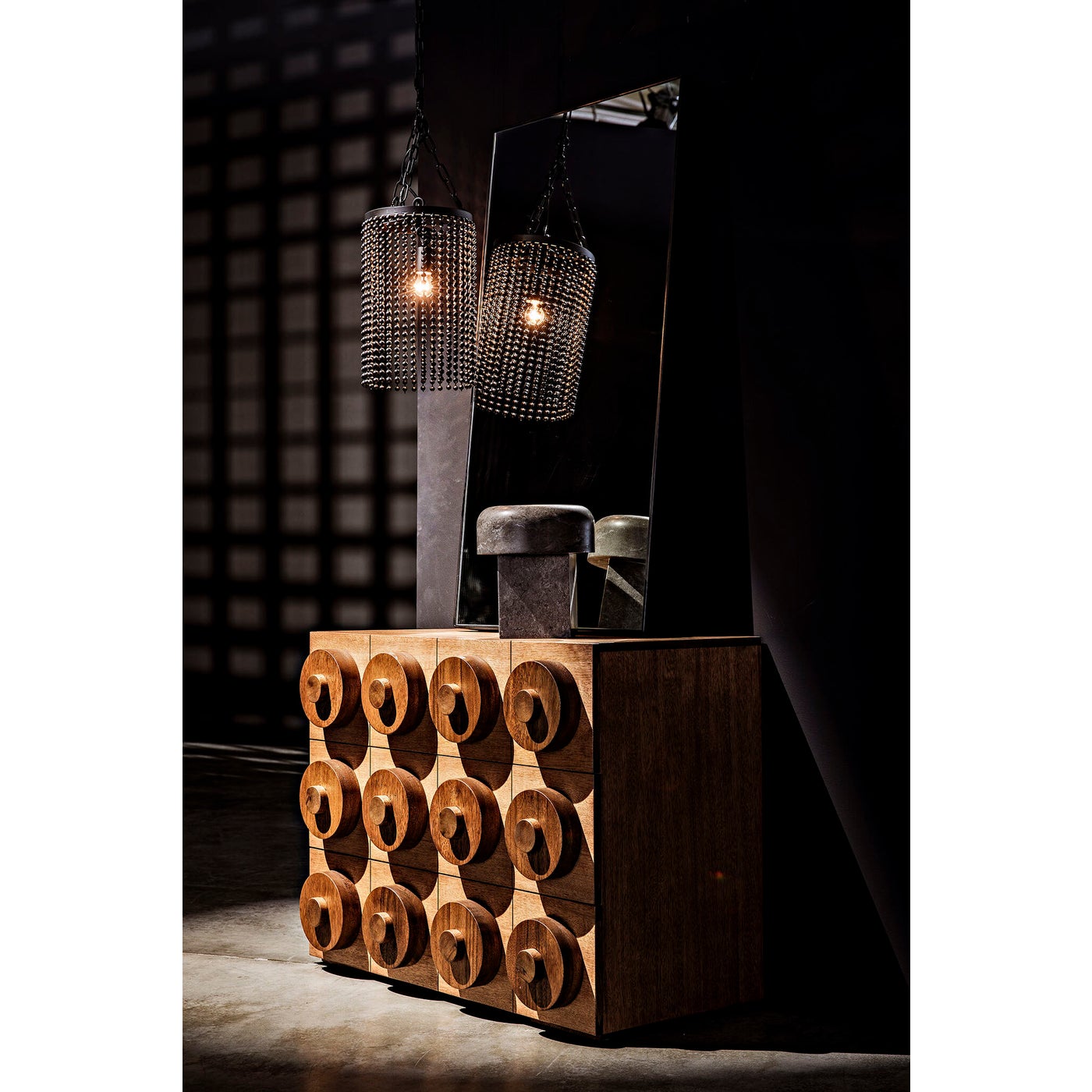 Noir Lego Sideboard With 3 Drawers, Dark Walnut