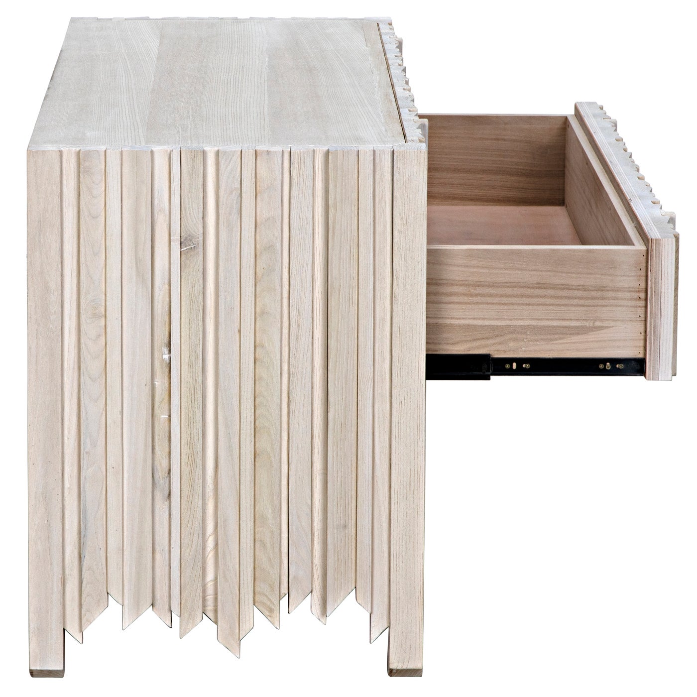 Noir Desdemona 3 Drawer Chest, Bleached Elm