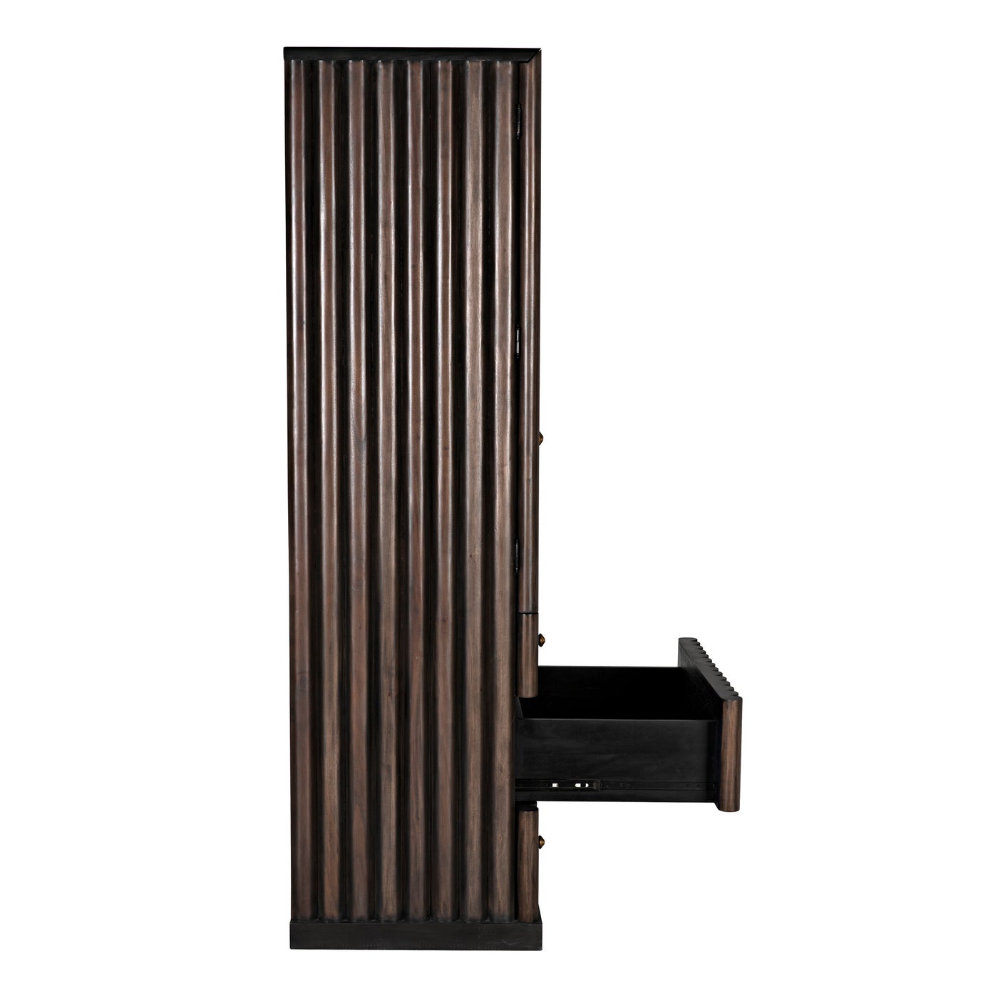 Noir Amunet Hutch, Pale Rubbed With Light Brown Trim