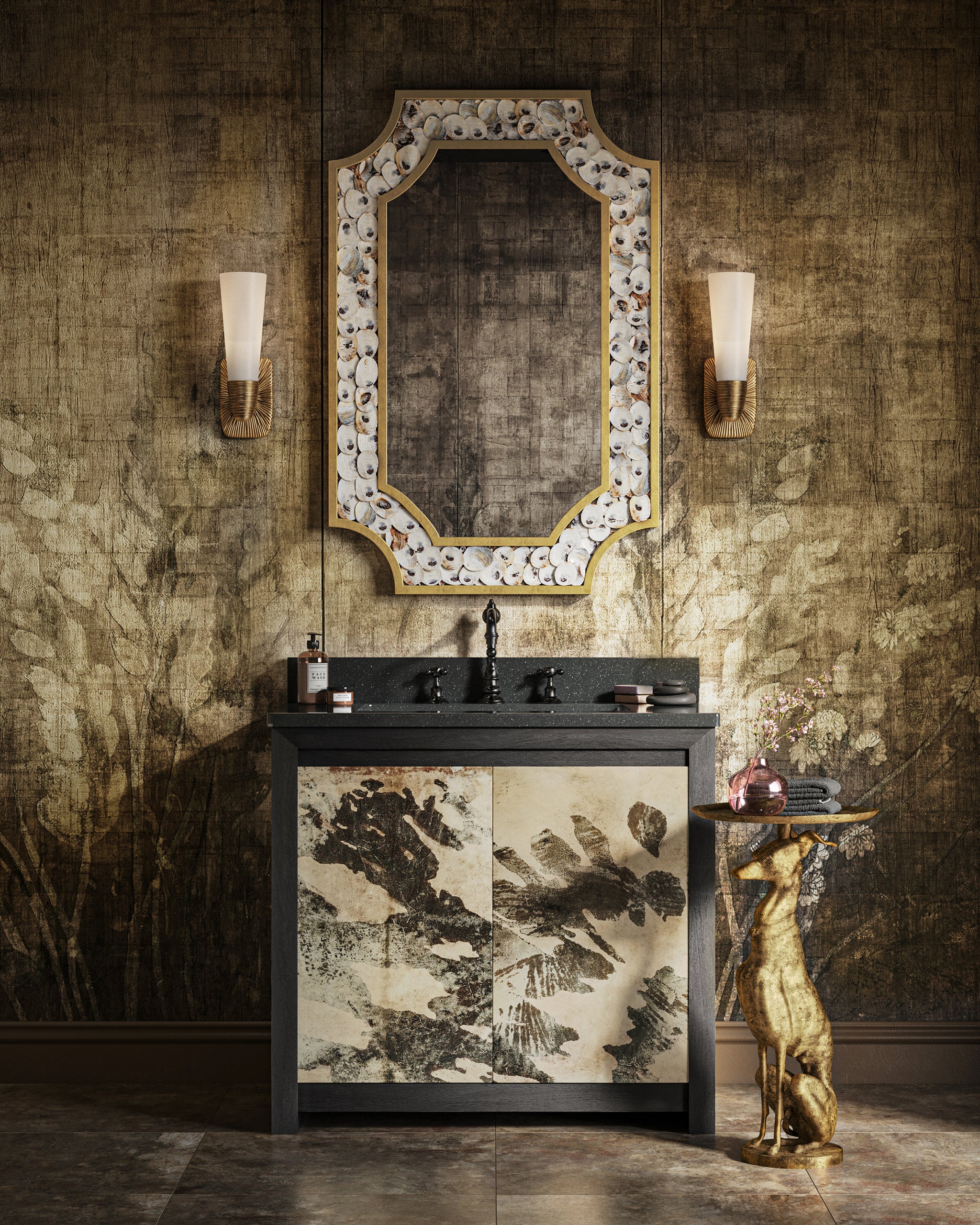 Currey & Company Bonaz Brass Bath Wall Sconce