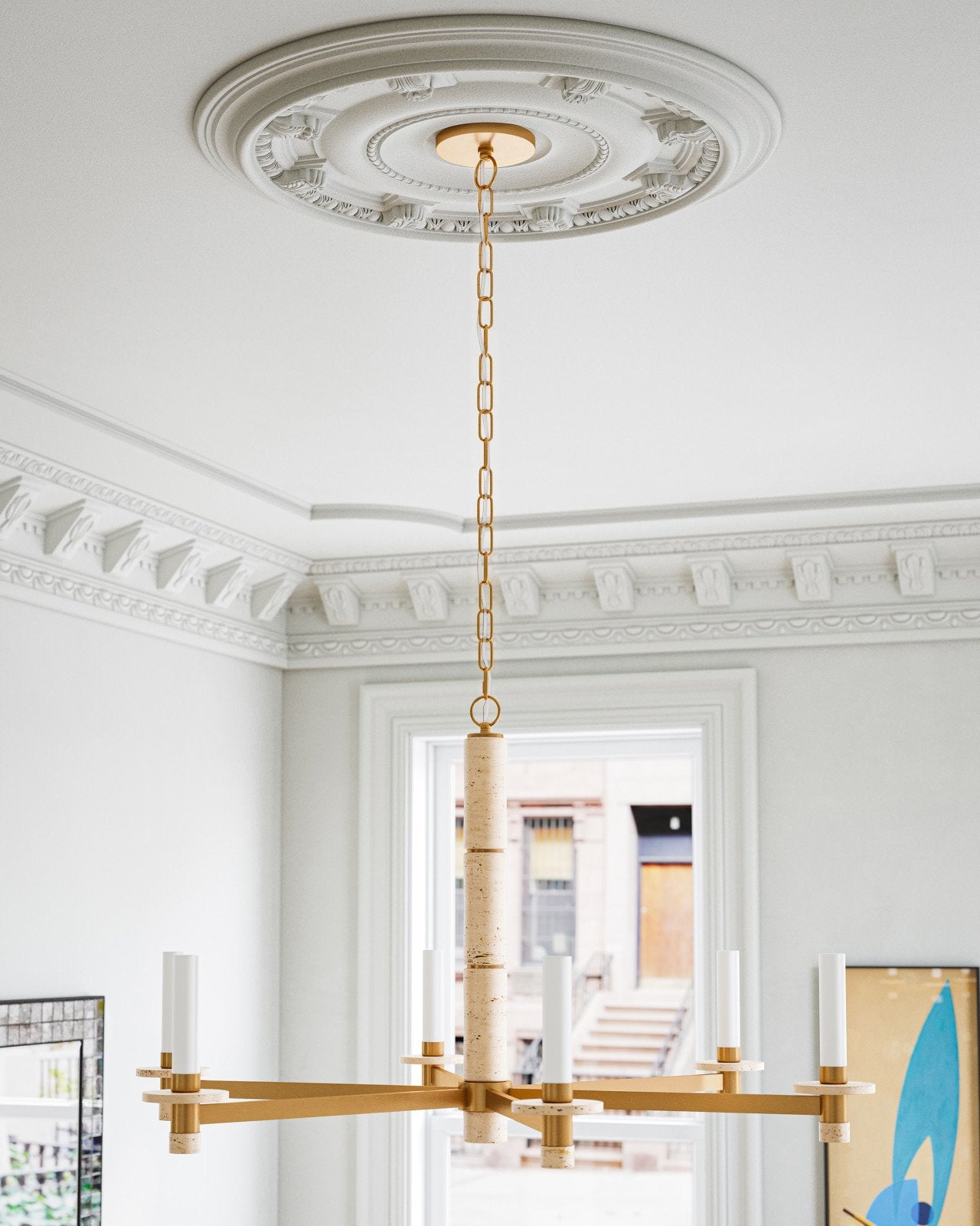 Currey & Company Marcelo 45" Antique Brass 6 Light Chandelier