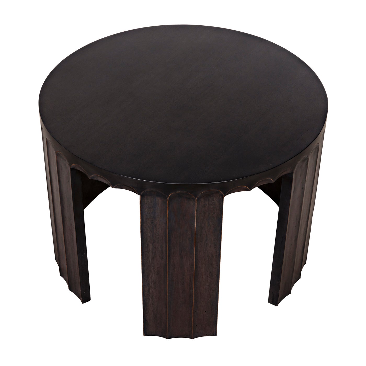 Noir Fluted Side Table, Pale With Light Brown Trim