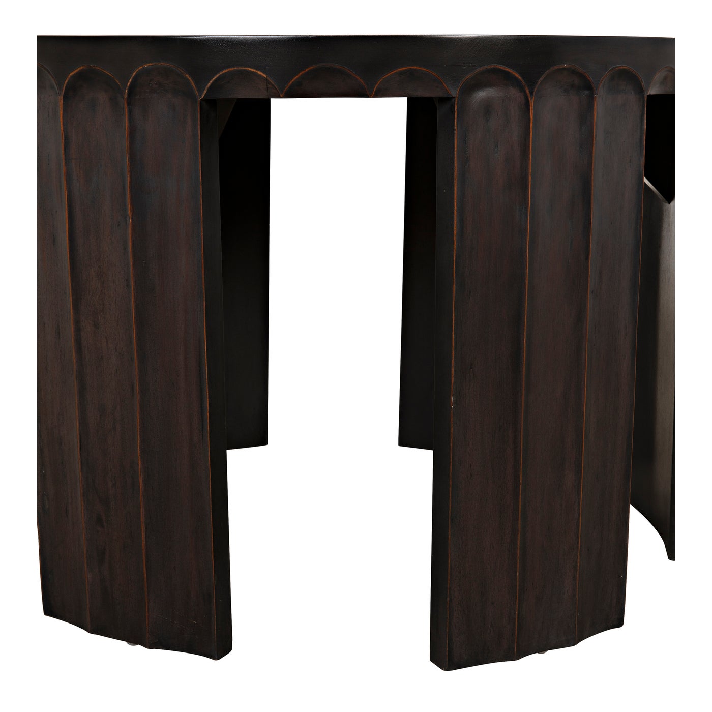 Noir Fluted Side Table, Pale With Light Brown Trim