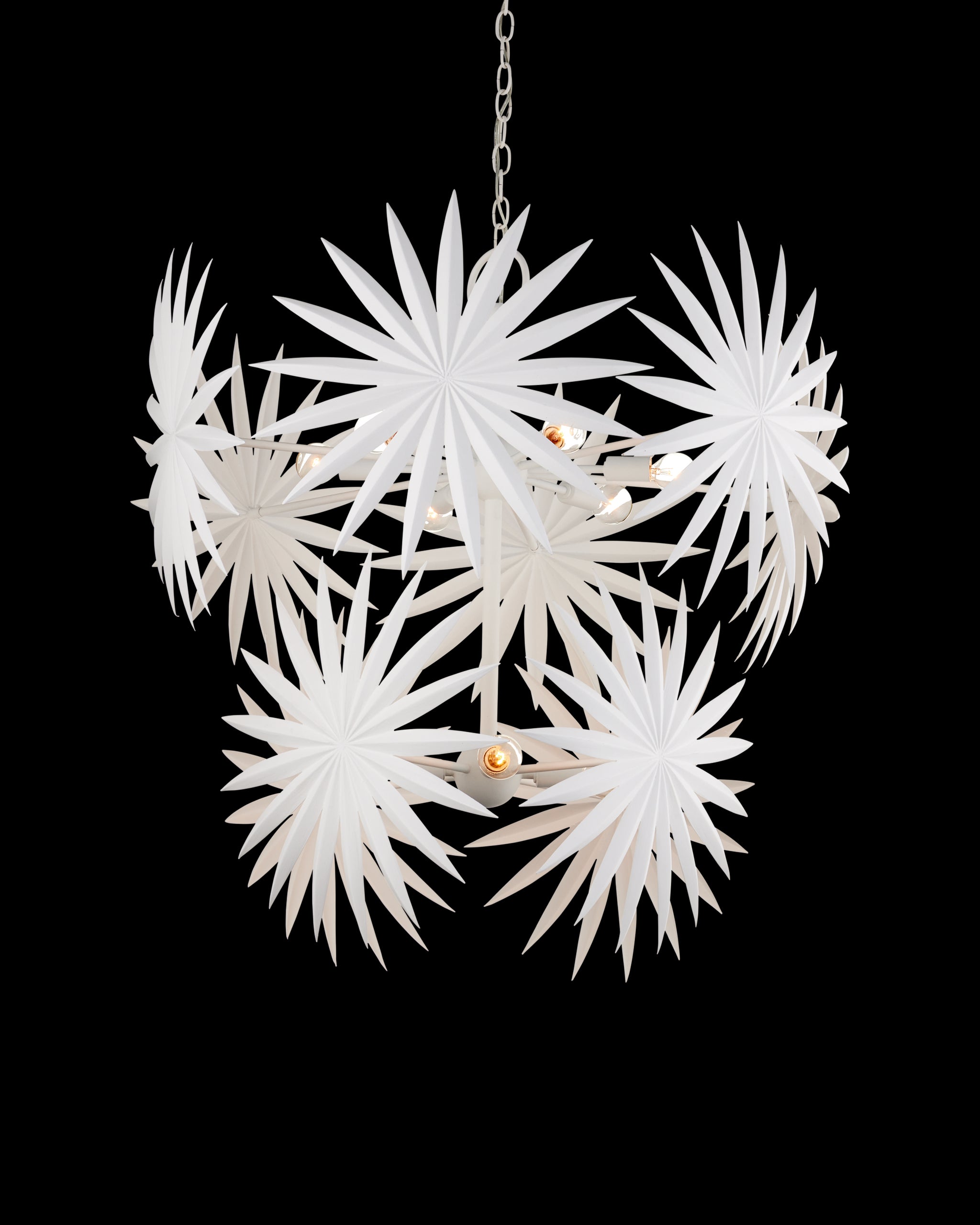Currey & Company Bismarkia Medium White Chandelier