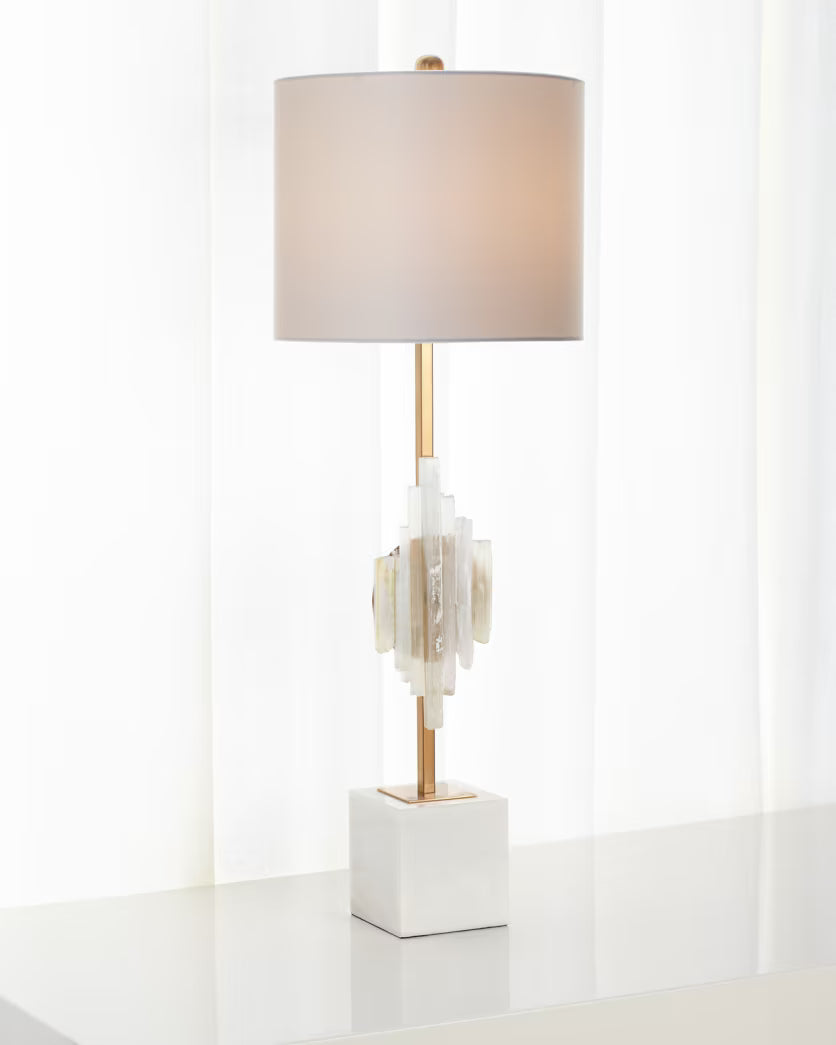 Old World Design Selenite Buffet Lamp