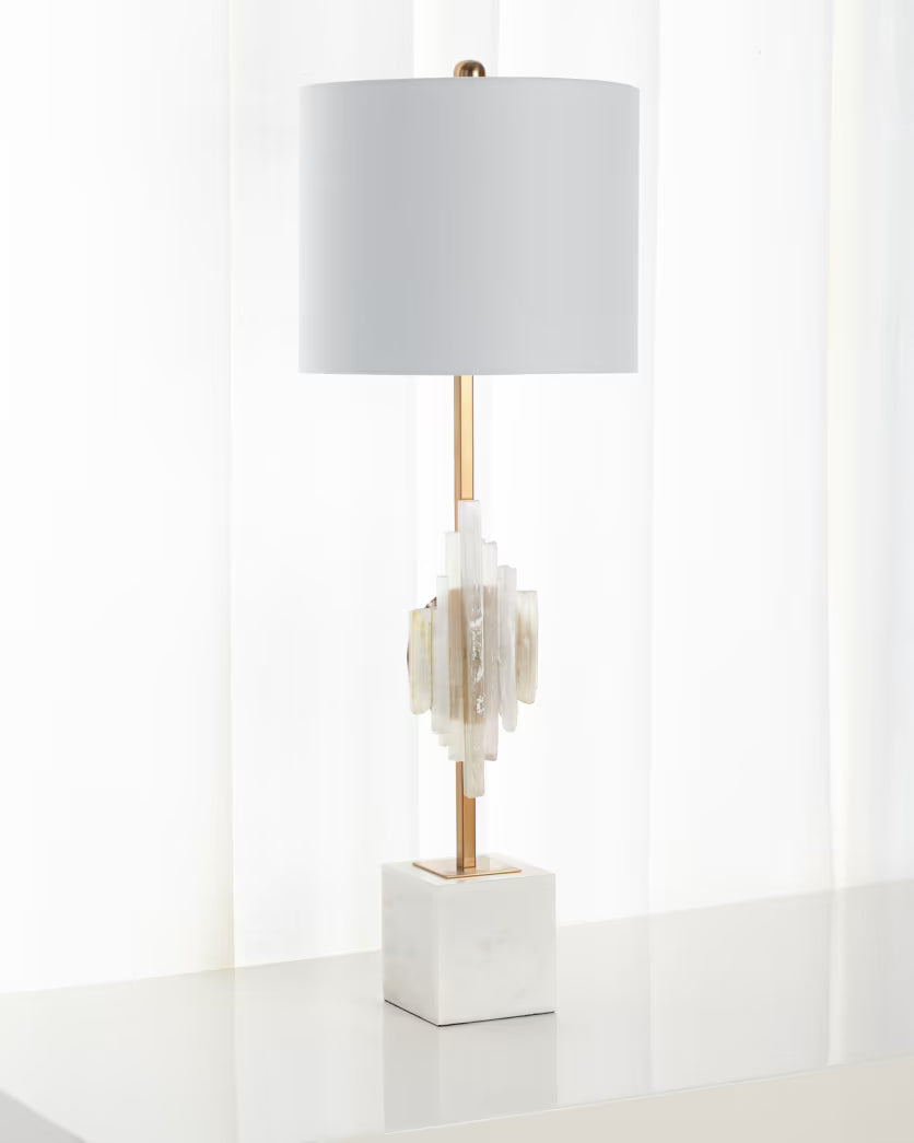 Old World Design Selenite Buffet Lamp