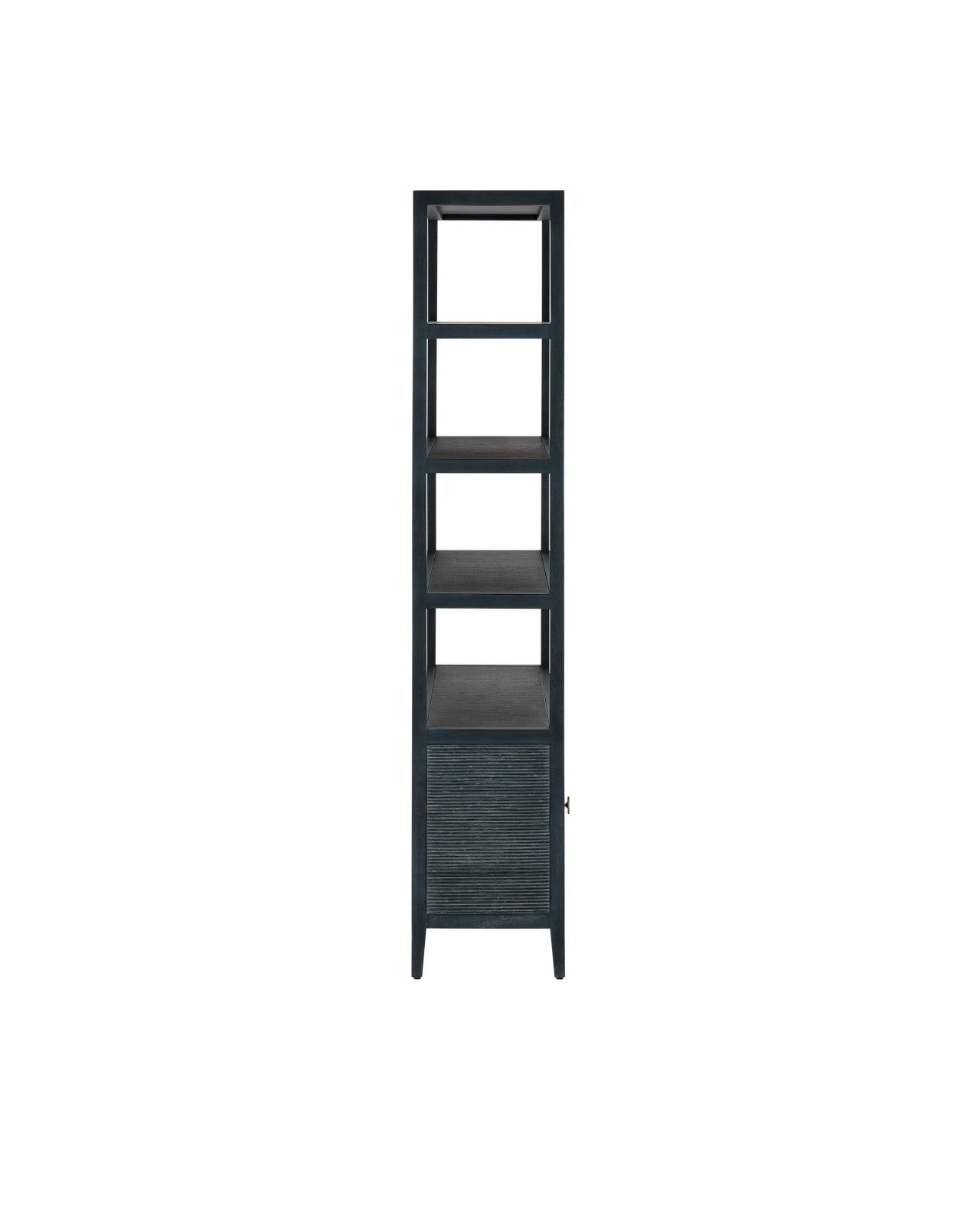 Currey & Company 48" Santos Navy Rattan Storage Etagere Bookcase