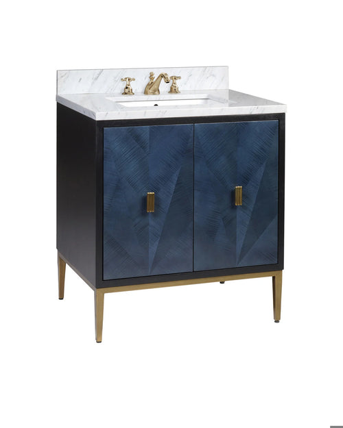 Currey and Company Kallista 30" Blue Vanity