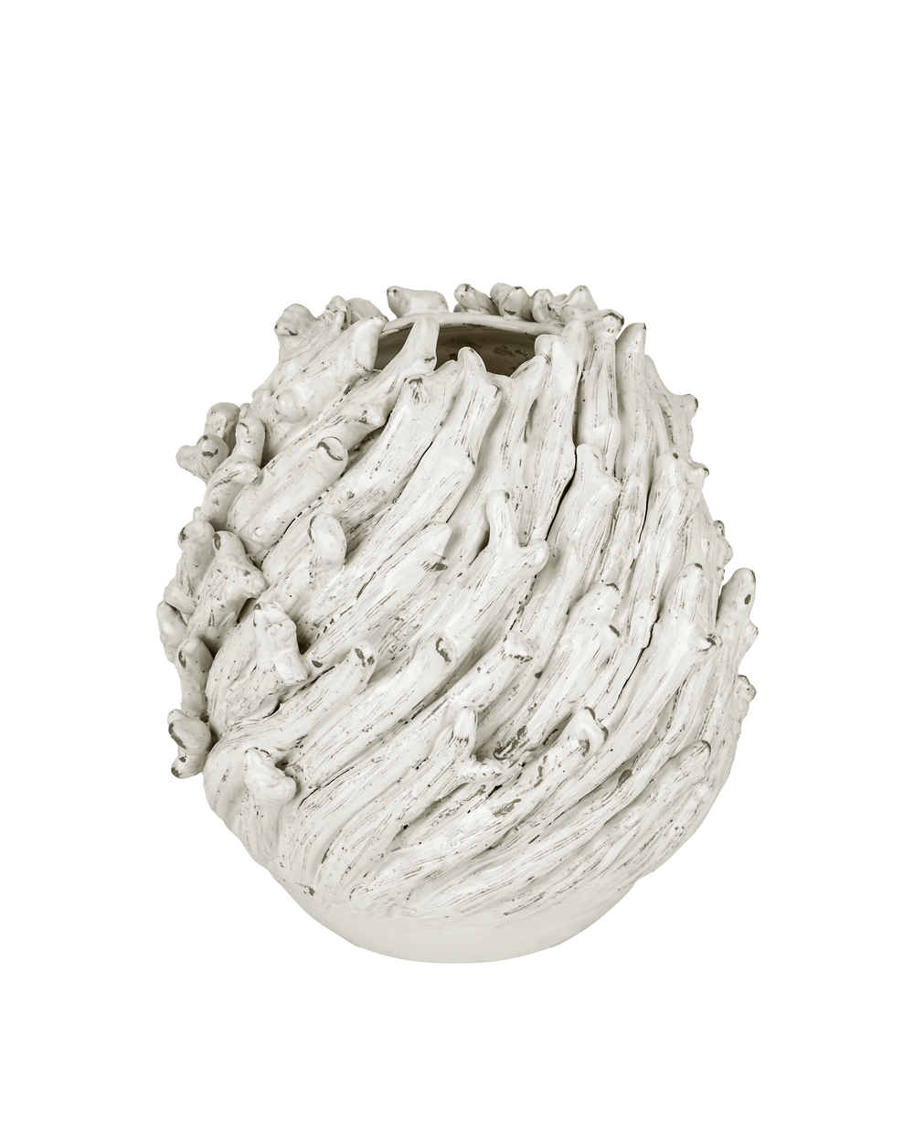 Currey And Company Seadrift Small White Vase