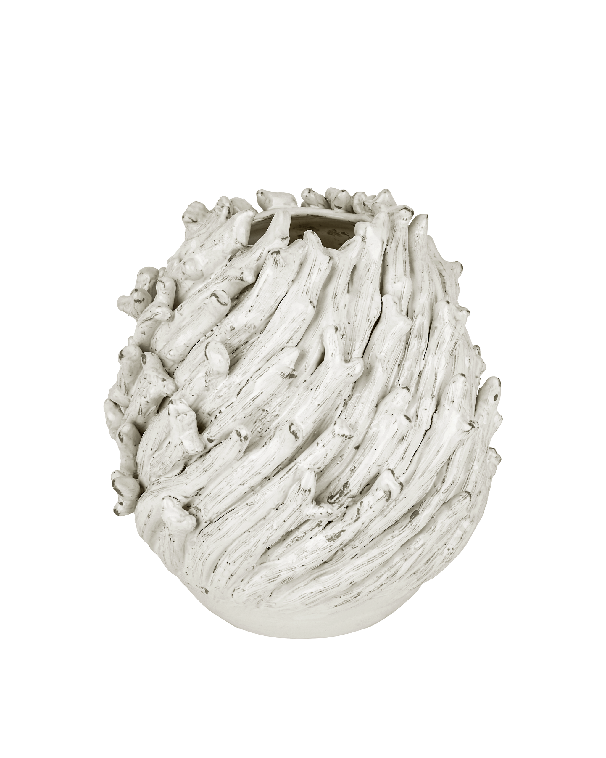 Currey And Company Seadrift Small White Vase