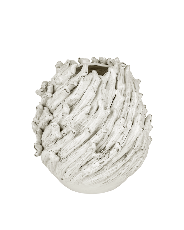Currey And Company Seadrift Small White Vase