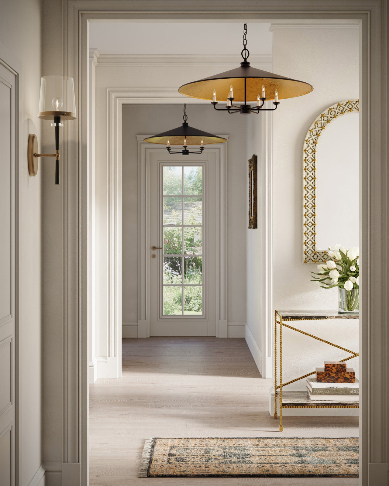 Currey & Company Brussels 36" Black 6 Light Chandelier