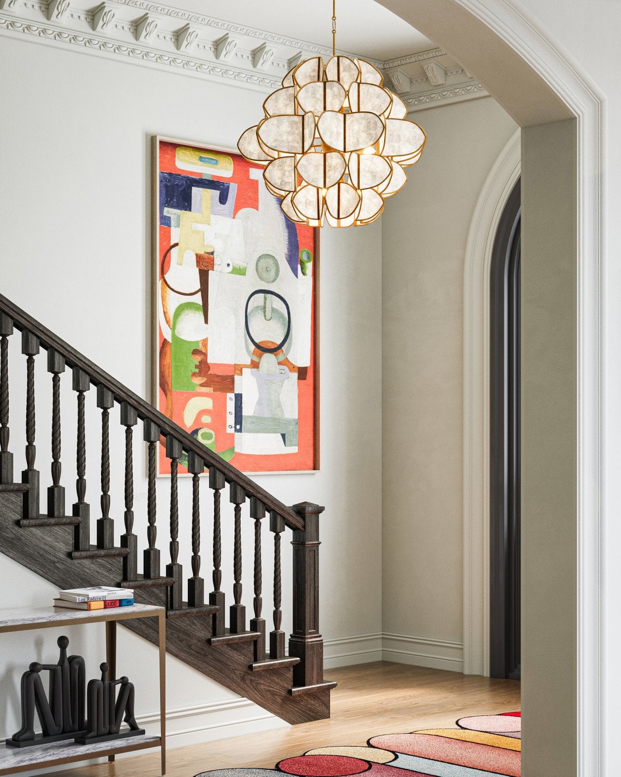 Currey & Company Galatea 30" Brass 9 Light Chandelier