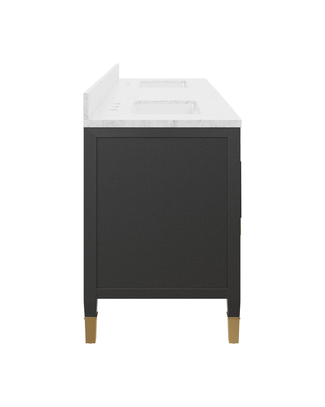 Currey & Company Verona 72" Black Linen Vanity With Double Undermount Sinks