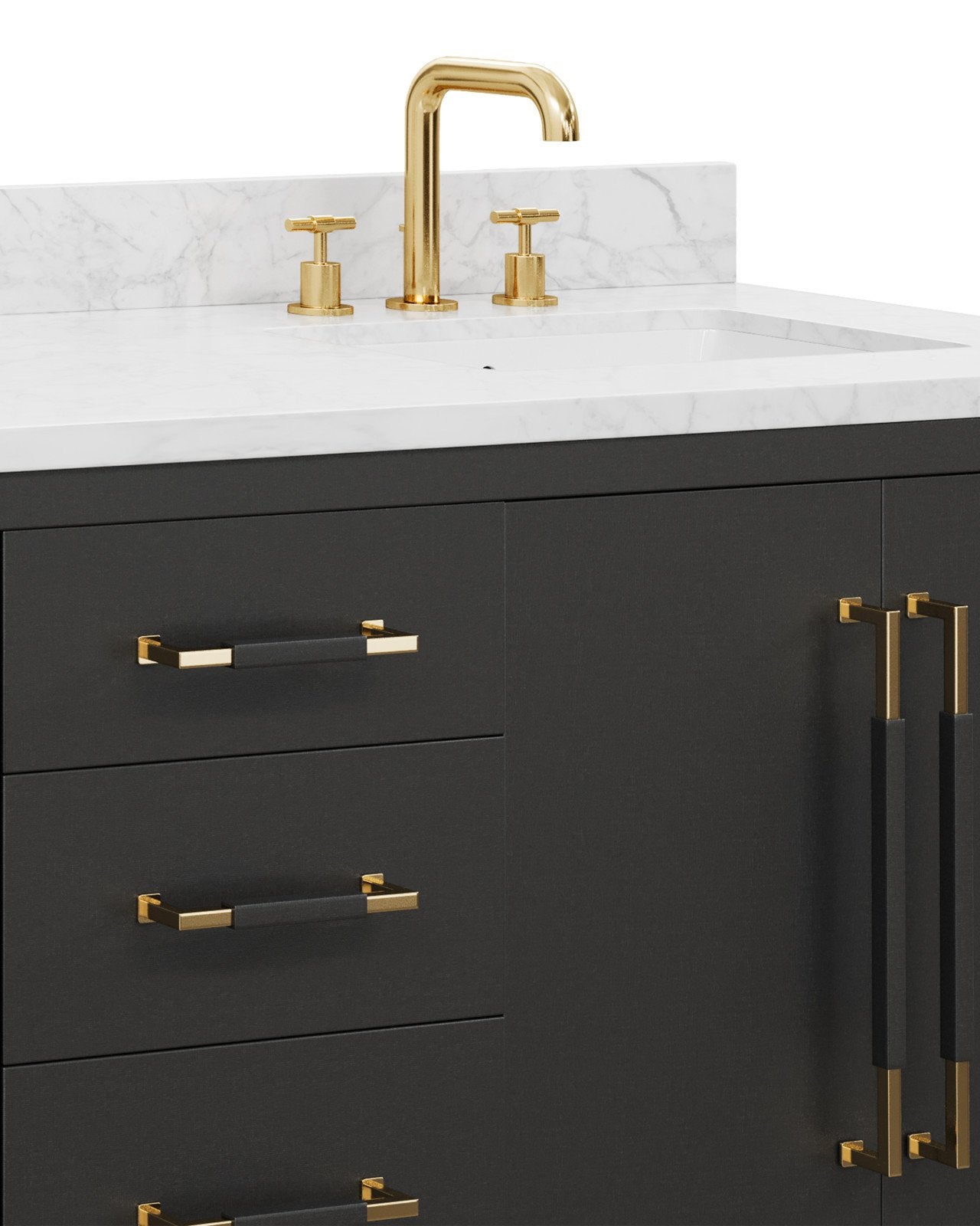 Currey & Company Verona 72" Black Linen Vanity With Double Undermount Sinks