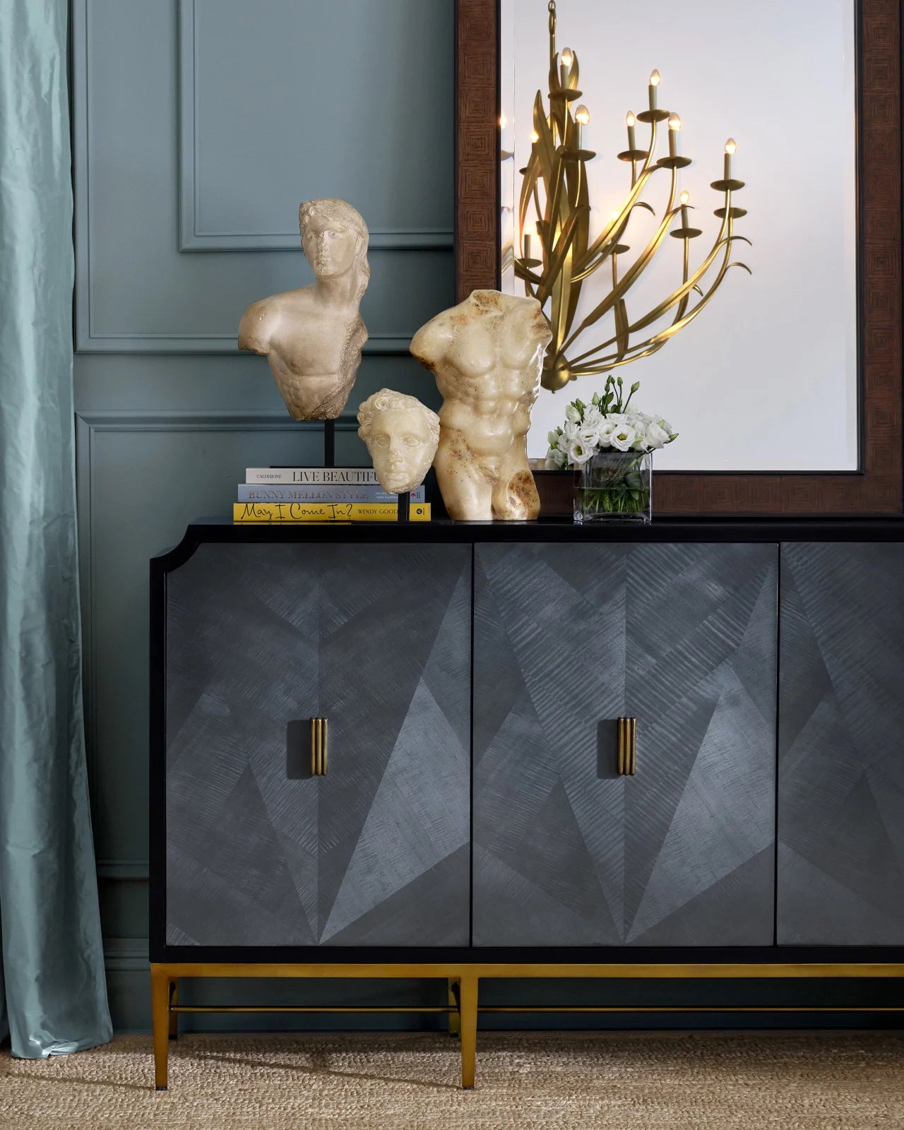 Currey And Company Kallista Blue Credenza