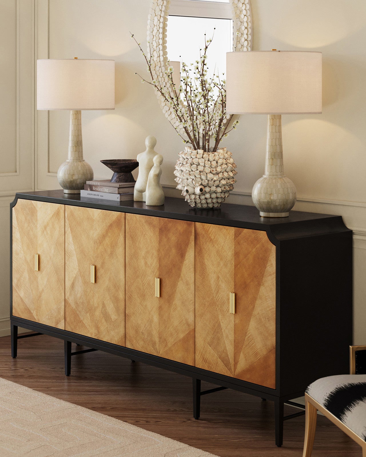 Currey & Company Kallista Mahogany Taupe Credenza