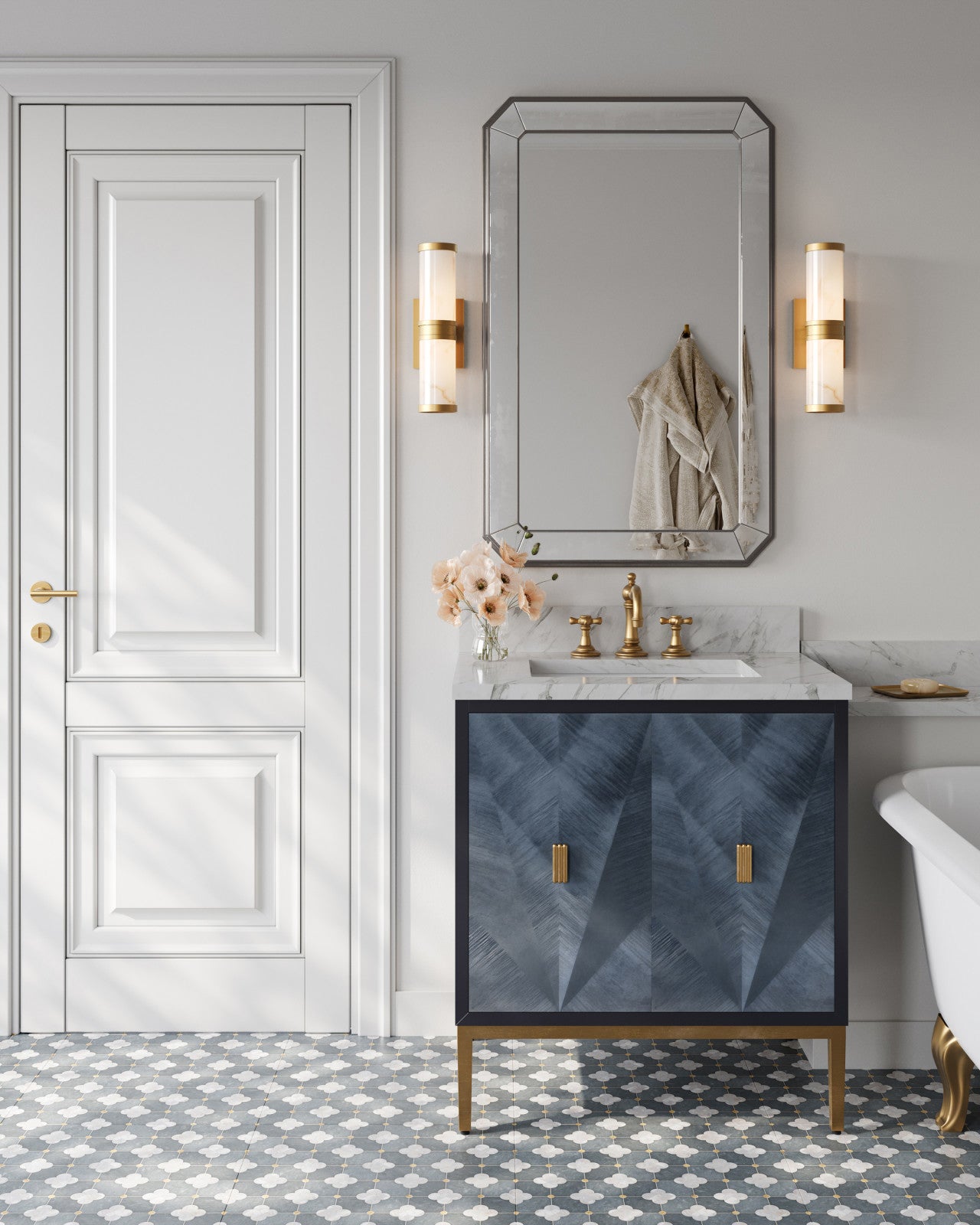 Currey and Company Kallista 30" Blue Vanity