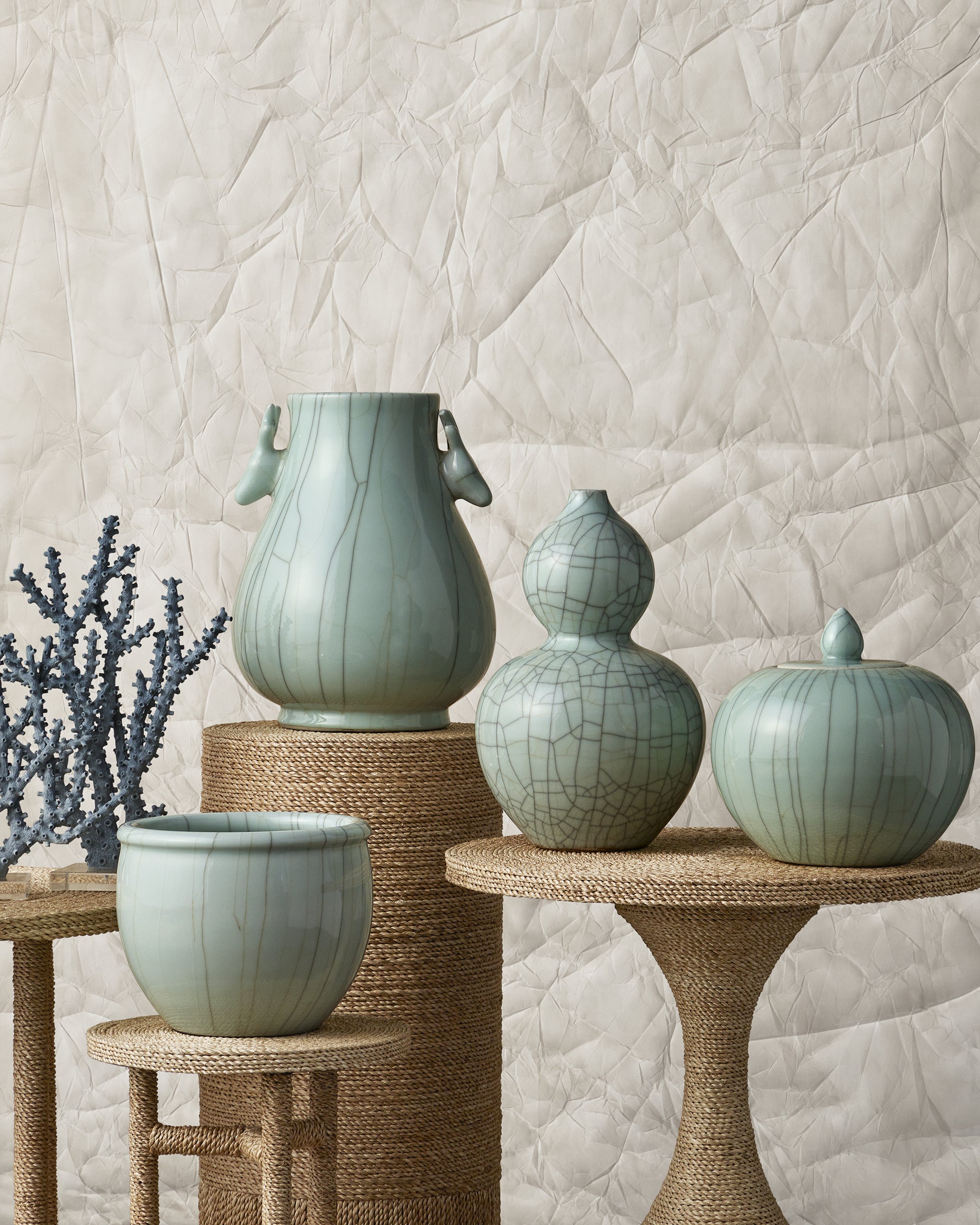 Currey & Company Blue Coral Set Of 2