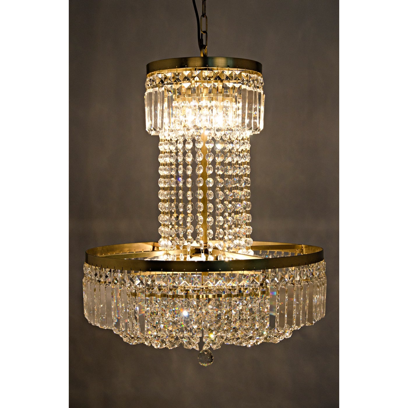 Noir St. Petersburg Chandelier, Antique Brass And Glass