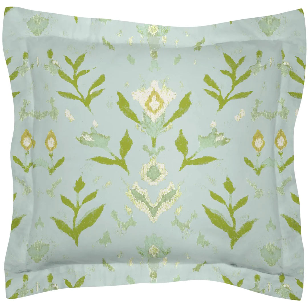 Petal Garden Aqua Sham by Laura Park