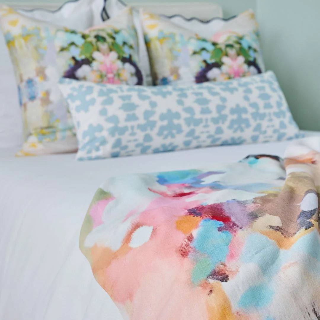 Bargain Basement Laura Park Chintz Mist Linen Cotton Bolster Pillow