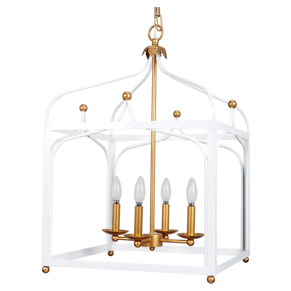 Old World Design Sabrina Glossy White and Gold Pendant Light