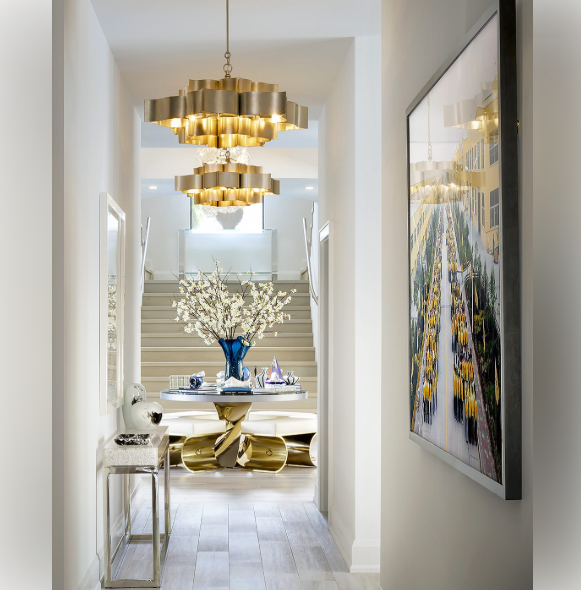 Currey & Company Grand Lotus 30" Gold 6 Light Convertible Chandelier